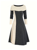 Chic Women's Asymmetrical Dress with Structured Collar