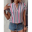Chic Women's Striped Blouse with Stylish Collar