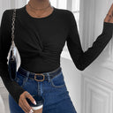 Women's Long-Sleeved Bodysuit with Trendy Knot Accent