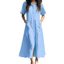 Button-Detail Women's Shirt Dress with Pockets