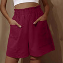 Women’s Stylish Linen Shorts with Elastic Waist and Side Pockets