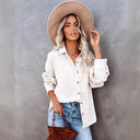 Chic Women's Corduroy Button-Up Blouse