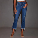Trendy Women's Frayed Hem Bootcut Jeans