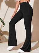 High-Waisted Flared Ribbed Knit Leggings for Women