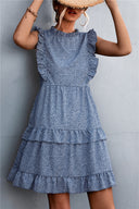 Women's Flowing Summer Dress with Ruffled Hems and Feminine Shape