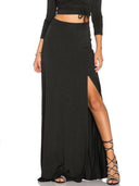 Chic High Slit Maxi Skirt with Elastic Waistband