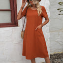Chic Midi Dress for Women with Pocket Design