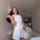 Chic Women's Knee-Length Button-Down Dress with Ruffles