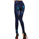 Floral Denim High-Waist Leggings for Women