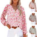 Floral V-Neck Blouse for Women