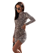 Leopard Print Ruffle Mini Dress for Women