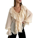 Chic Ruffle Chiffon Blouse with Oversized Design