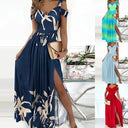 Chic Women's Maxi Dress with Asymmetrical Slit and Unique Neckline
