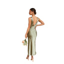 Women's Satin Finish Maxi Dress with Adjustable Straps