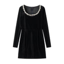 Women's Mini Dress with Crystal Neckline