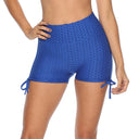 High-Waisted Women's Swim Shorts with Stylish Gatherings
