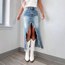 Chic Women's Long Skirt in Trendy Vintage Style