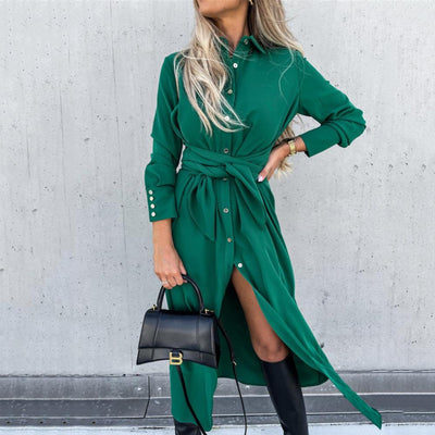 Chic Women's Shirt Dress with Waist Belt