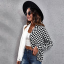 Chic Asymmetrical Check Blazer for Women