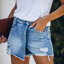 Trendy Women's High-Slit Destroyed Denim Shorts