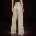 Festive Women's Shiny Wide-Leg Pants