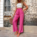 Chic Women's Pants with Elastic Waist and Pockets