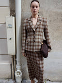 Chic Women's Checked Blazer & Mini Skirt Set