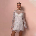 Sequined Long Sleeve Evening Dress for Women