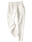 Chic Linen Blend Chino Pants with Adjustable Waist