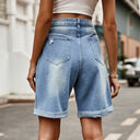 Chic Cuffed Hem Denim Shorts for Women