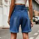 Chic Cuffed Hem Denim Shorts for Women