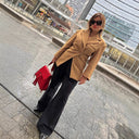 Chic Oversized Blazer Jacket with Button Accents