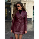 Chic Faux Leather Blazer Jacket for Women with Stylish Design