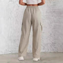 Women's Cargo Pants with Elastic Waist and Side Pockets