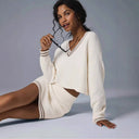 Textured Cotton Women's Hooded Dress