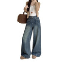 Chic High-Waist Wide Leg Jeans with Button Detail