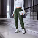 Women's Cargo Pants with Elastic Waist and Handy Pockets