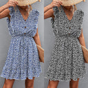 Ruffled Women's Dress with Adjustable Waist Drawstring