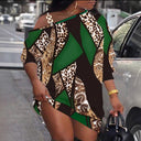 Trendy Women's Asymmetrical Dress with Stylish Graphic and One Shoulder Accent
