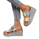 Embroidered Women's Platform Sandals with Cushioned Footbed