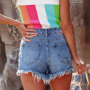 High-Waisted Frayed Hem Denim Shorts for Women