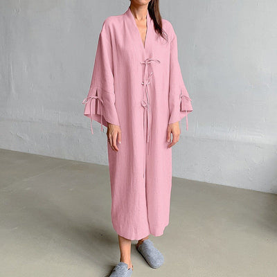 Charming Women's Kimono Bathrobe with Ruffle Accents