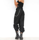 Women's Chain Detail Baggy Trousers with Stylish Waistband