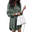 Trendy Women's Denim Shirt Dress with Fringe Detail