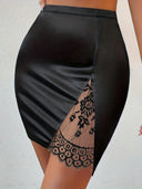 Chic High-Cut Pleated Skirt with Lace Trim