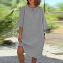 Chic Airy Dress with Convenient Pockets and Stylish Neckline