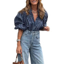 Paisley Patterned Women's Blouse with Dramatic Sleeves