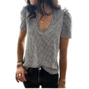 Chic V-Neck Puff Sleeve Blouse for Women