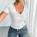 Ladies Lace V-Neck Top with Contoured Cut
