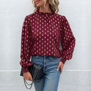 Chic Women's Blouse with Stylish Pattern and Stand-Up Collar